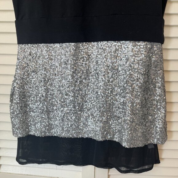 RARE Markus Lupfer dress black sequin silver medium t-shirt - Picture 2 of 10